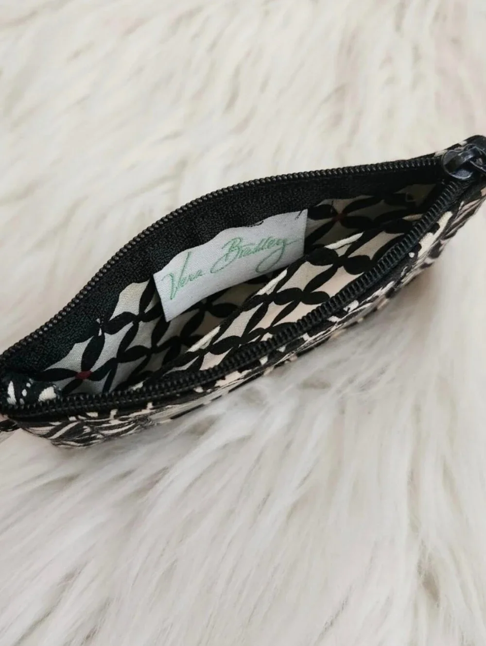 Vera Bradley Black White Paisley Wallet & Makeup Bag Bundle Set